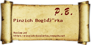 Pinzich Boglárka névjegykártya